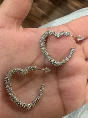 Heart Hoop Earrings - Sparkling Accent